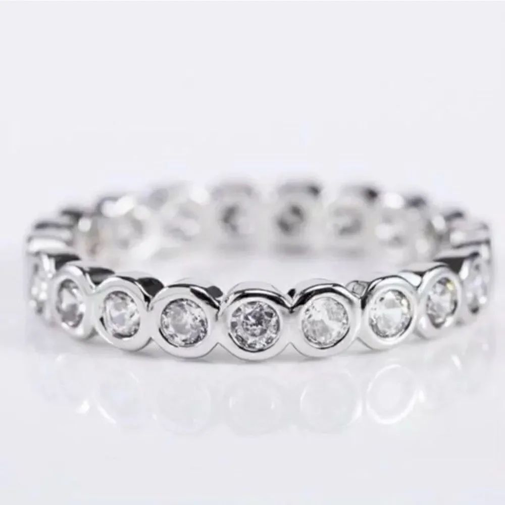 The Brilliant Bezel eternity band with zircon in Sterling Silver sz 7